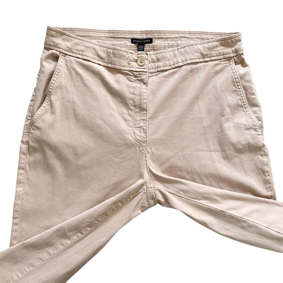 Eileen Fisher Tan Organic Cotton Stretch Ankle Comfort Chino Pants Size 12 - Picture 4 of 15